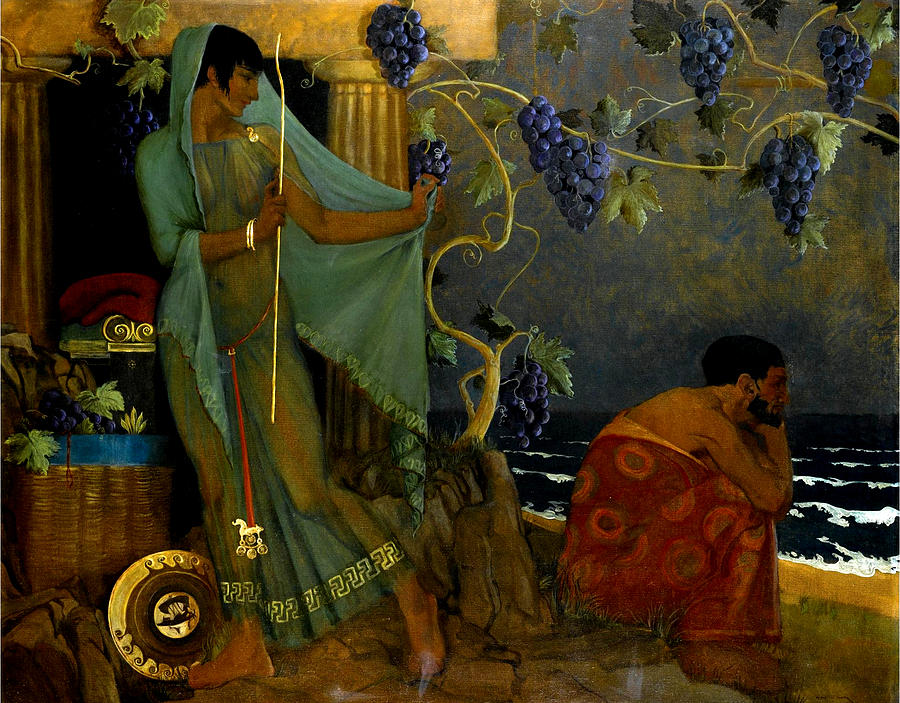 Grape Painting - Calypso and Odysseus by Sir William Russell Flint